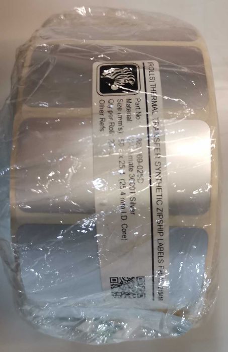 Zebra rolo etiquetas autocolantes metalizadas (50x25mm)