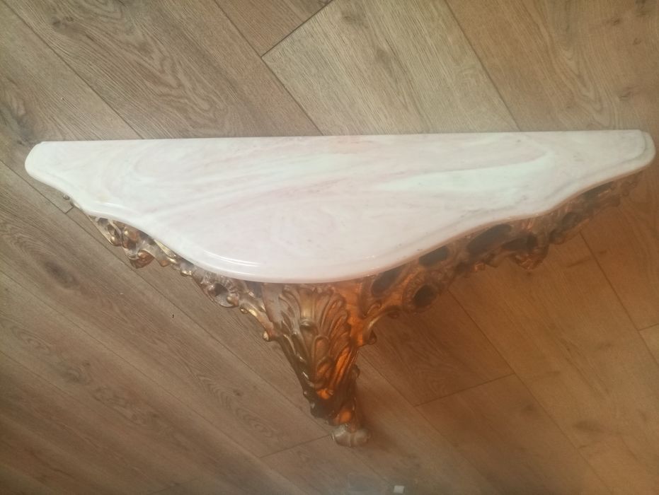 Konsola ścienna, retro,barok, vintage,złota,marmur.