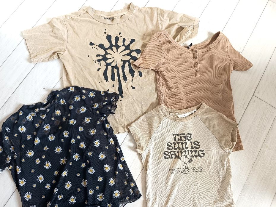 Zestaw topy beżowe brązowe 146/152  H&m snopy