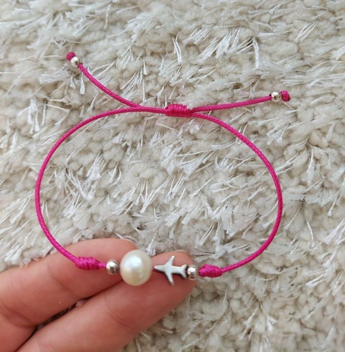 Браслет срібний Aire The Pearl з літаком і перлиною