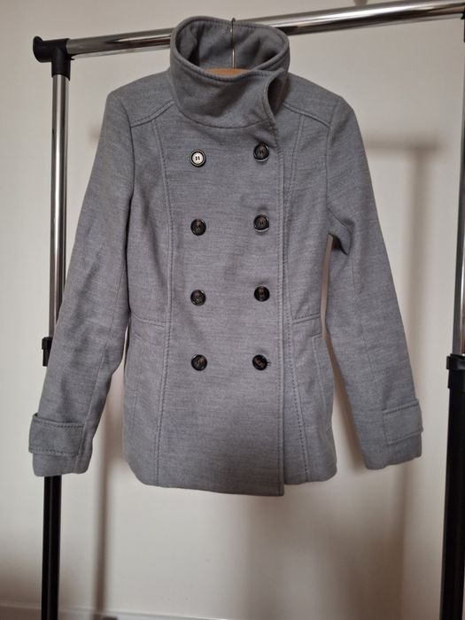 Damski, szary płaszcz H&M, roz 38. Stan idealny.