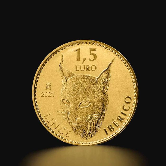 1.5 Euro PhilipVI Iberian Lynx Gold Bullion Coin/Moeda de coleção 2021