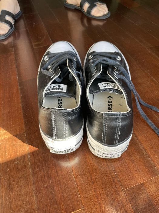 All star plataforma preto em pele