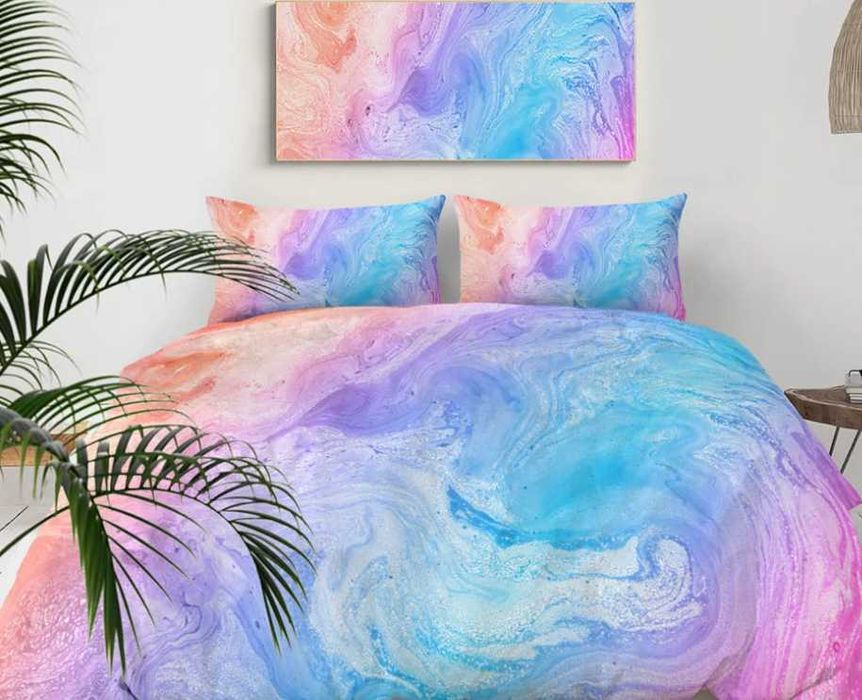 Komplet pościeli pastelowy ombre clouds marmurkowy 180x210