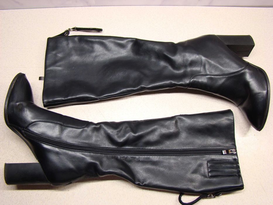 Bawoczka czarne ocieplane kozaki R. 36 damskie do kolana na obcasie