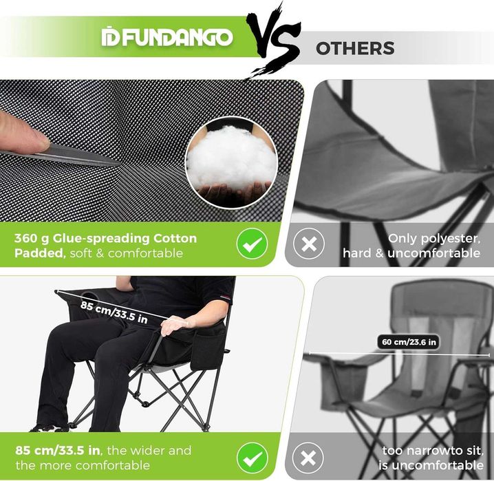 Składane krzesło kempingowe z oparciem FUNDANGO