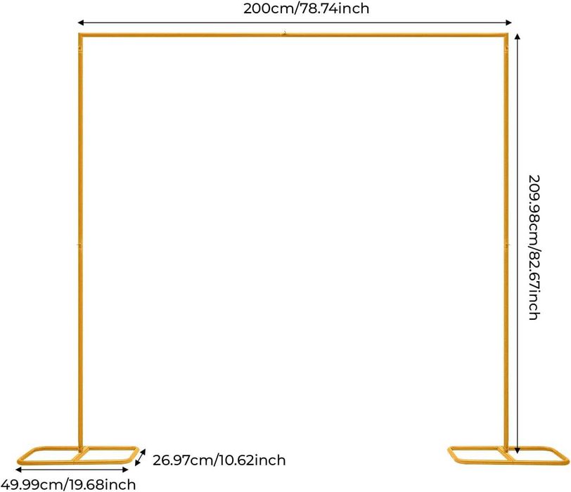 Łuk weselny złoty rurki 210cm x 210 cm średnica rurki 2.5 cm