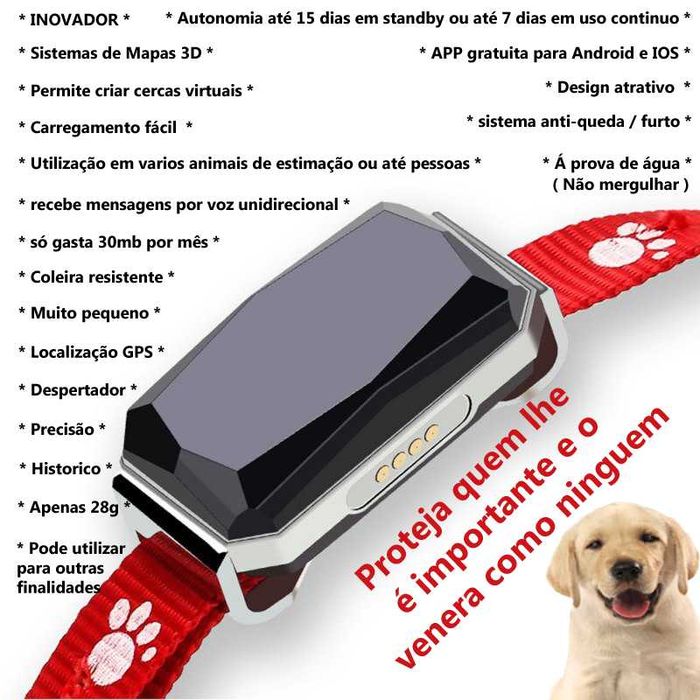 Localizador GPS rastreador animais de estimação cão gato coleira