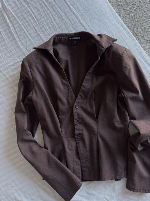Приталений піджак шоколадний