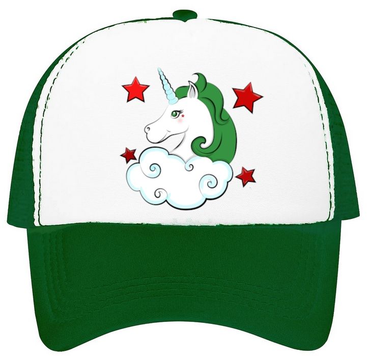 czapka z daszkiem z siatką regulowana kolorowy nadruk jednorożec