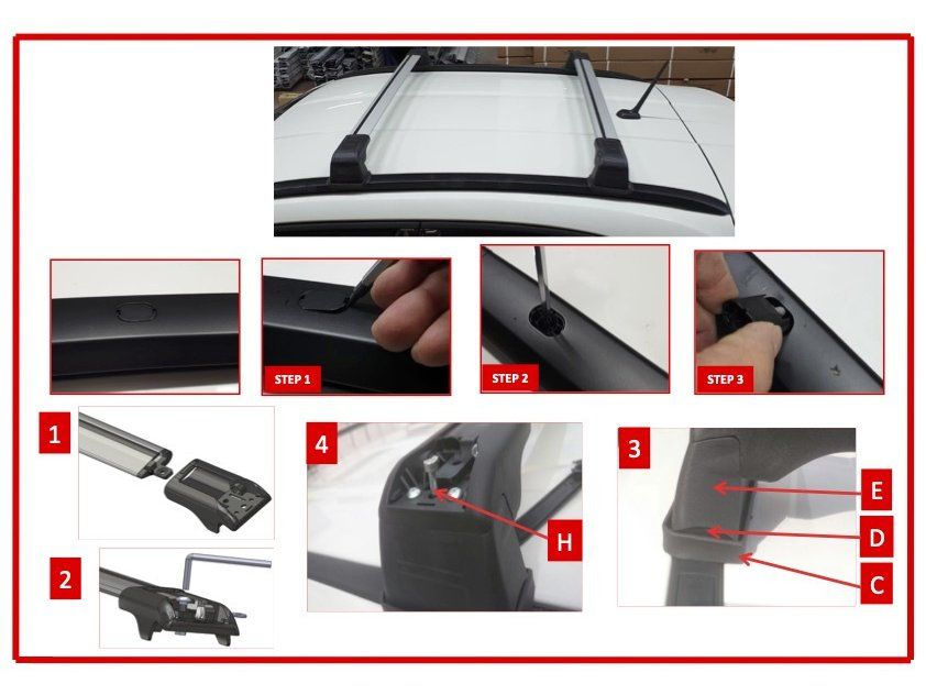 Fiat 500X Поперечени у штатні рейлінги під ключ Wingbar V3 (2 шт) Сірі