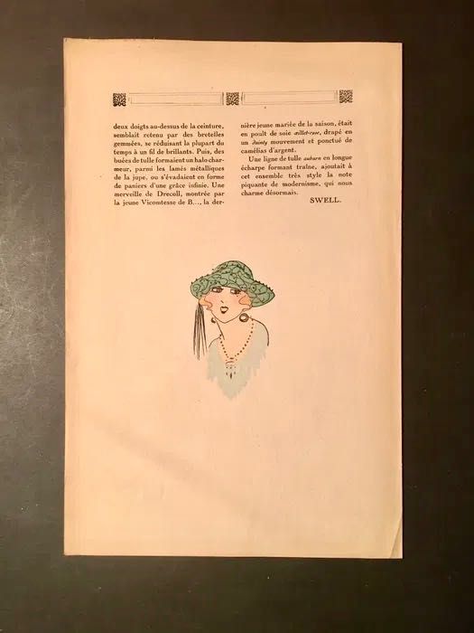 TRÉS PARRISIEN No 1 - 1920 - pintado à mão - catálogo de moda
