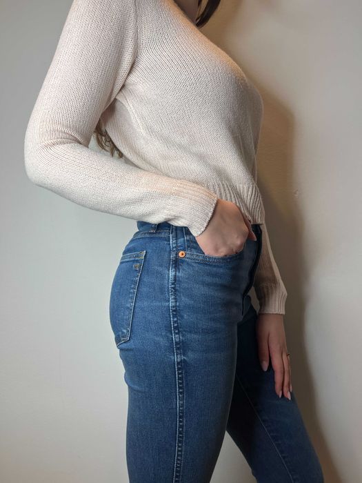 Brzoskwiniowy morelowy sweter krótki Yups Basic rozmiar S