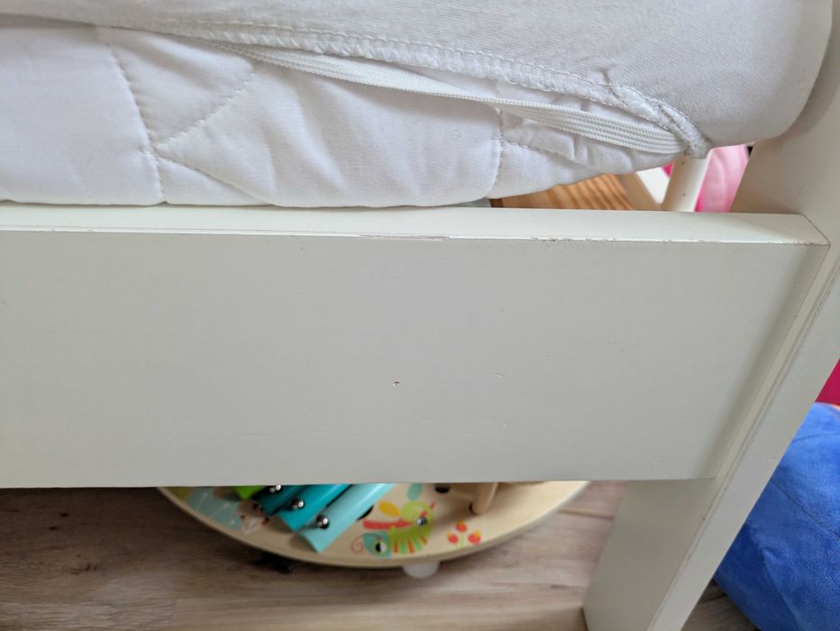 Łóżko dziecięce białe z barierką 160x80