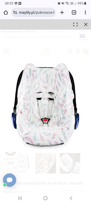 Pokrowiec bambusowy MYLILY fotelik maxicosi