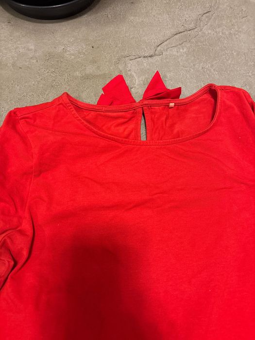 Czerwona bluzka kokardka rękaw 3/4 M święta Andrzejki Mikołajki