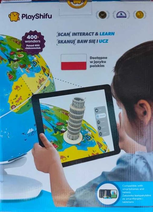 Interaktywny Globus PlayShifu Orboot AR PL | Edukacyjny | 400+ ciekawostek | NOWY