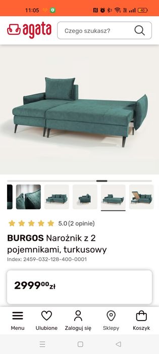 Narożnik z 2 pojemnikami na pościel