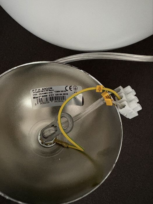 Lampa kula wisząca biała metal vintage retro industrial loft