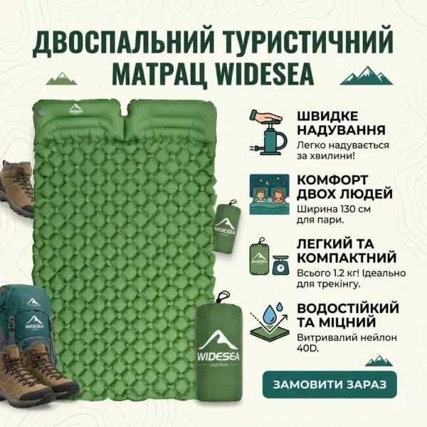Надувний туристичний матрац килимок NMN-207  з подушкою та чохлом