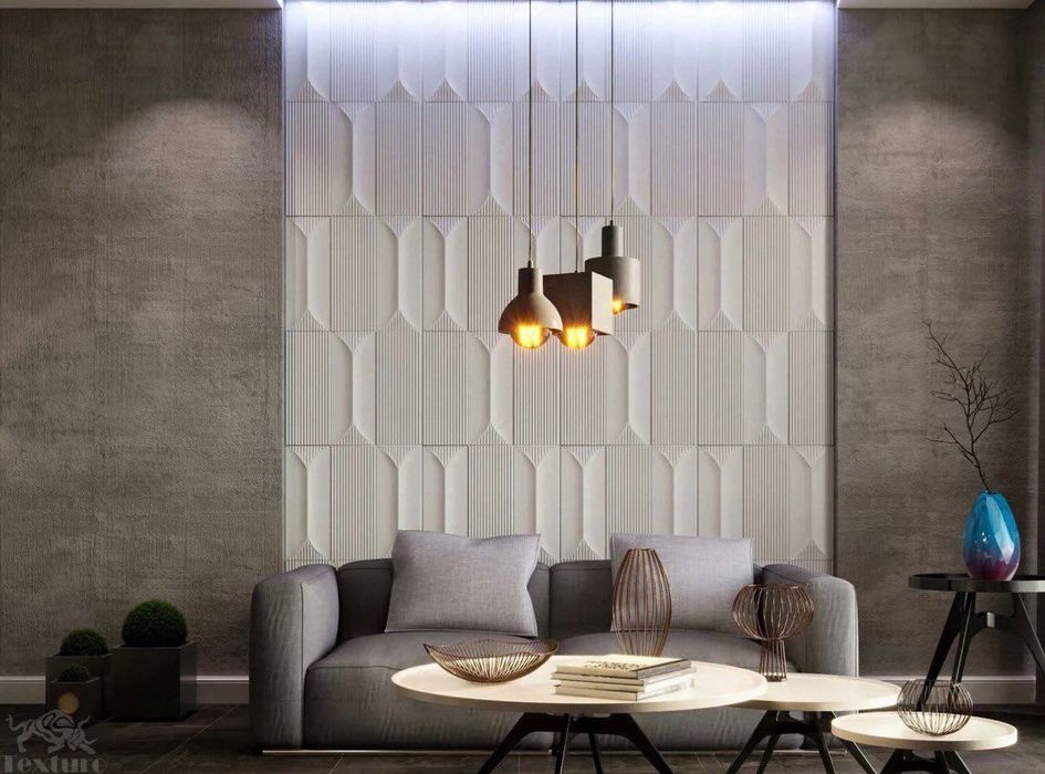 Гипсовая 3D панель параллель Волна, Кожа, Пирамида, Поля, Кристалл: 120 ...