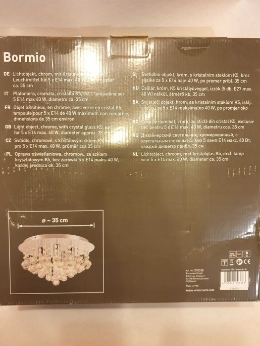 NOWA ZAPAKOWANA Lampa sufitowa/plafon/żyrandol z kryształkami 35 cm