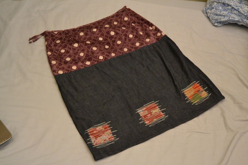 Oryginalna spódnica jeansowa indyjska boho M