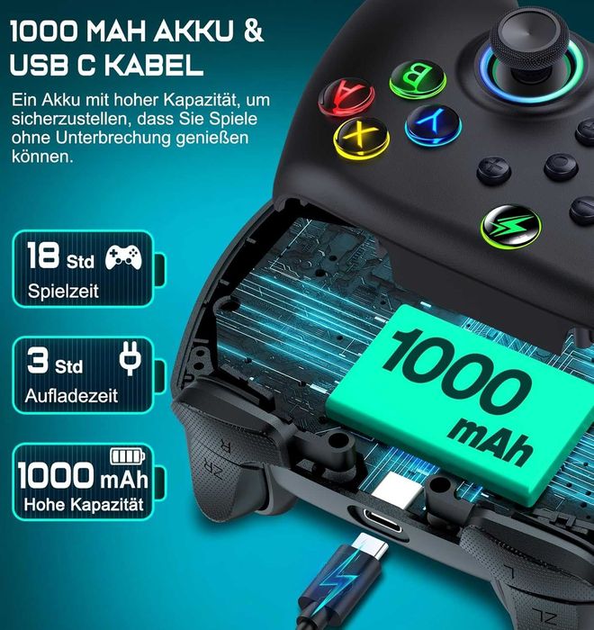 Kontroler ALEEMTRY Switch z joystickiem RGB, programowalnymi i synchronizowalnymi klawiszami