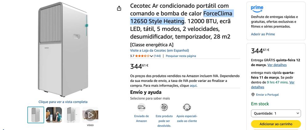 Ar Condicionado Portátil Frio e Calor  - GARANTIA NOVO
