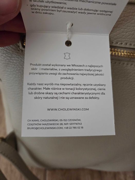 Plecak Damski Skórzany Beżowy Cholewiński
