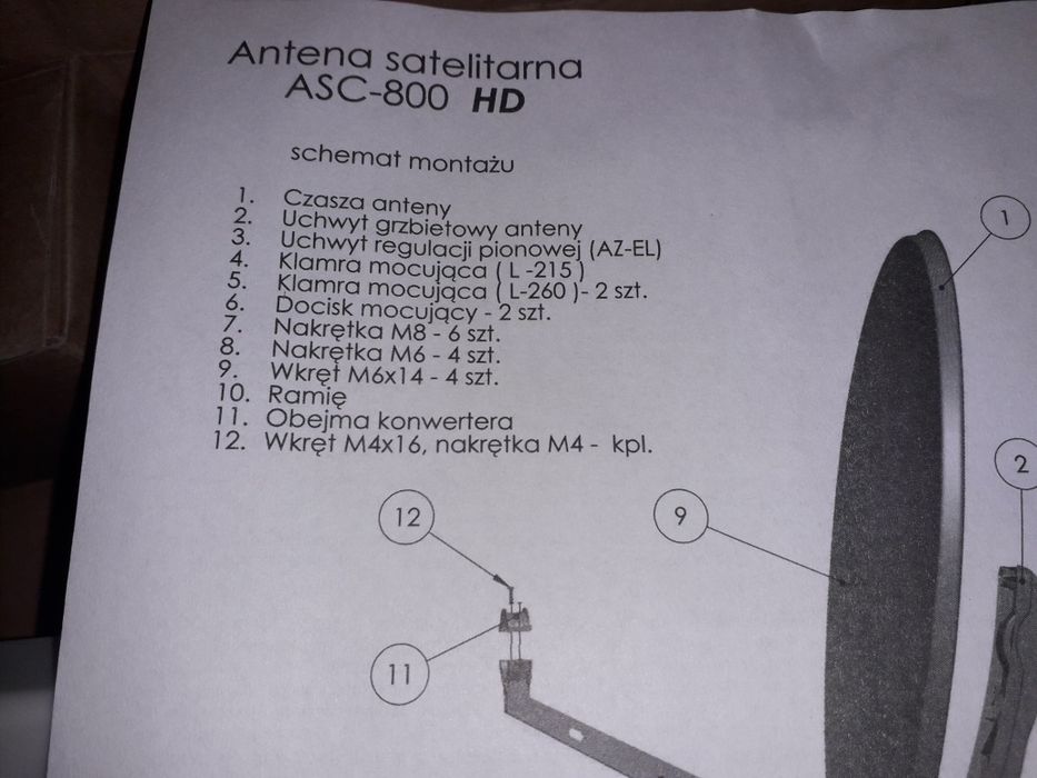 Zestaw antenowy asc 800 hd