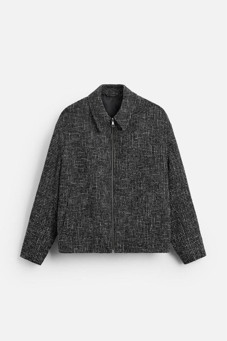 Zara Man kurtka z tkaniny strukturalnej XL szary antracyt