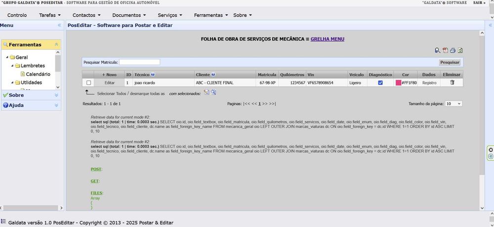 Folha de obra digital Software Gestão Oficina