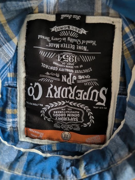Superdry koszula męska w kratę S niebieska biała