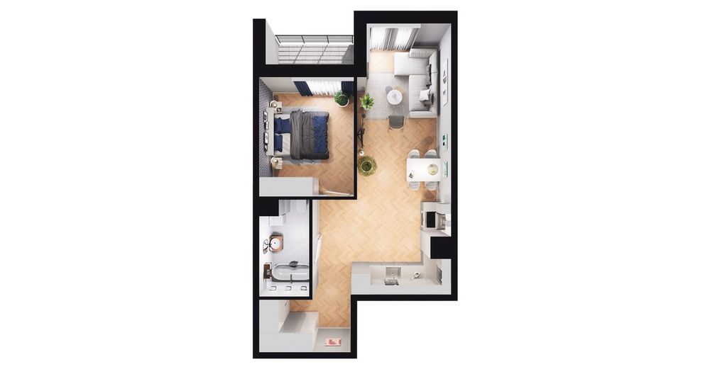 2-pokojowe mieszkanie 47m2 + loggia Bezpośrednio