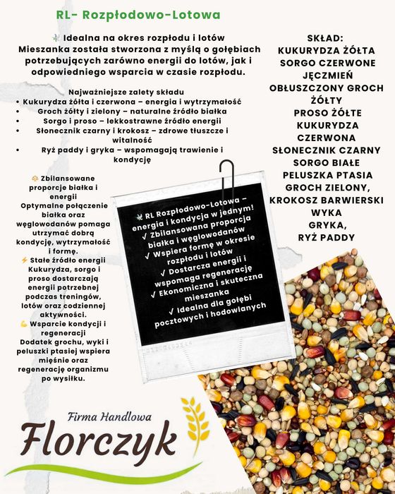 KARMA DLA GOŁĘBI RL rozpłodowa lotowa FLORCZYK 25kg