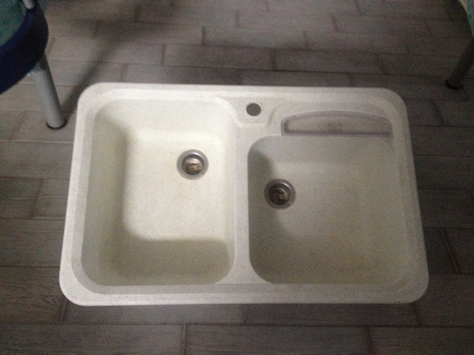 Zlew kompozytowy dwu komorowy szary