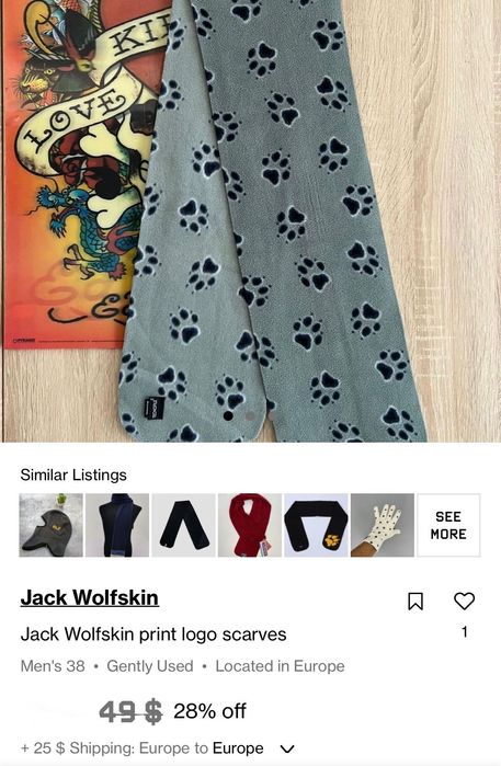 Шарф  Jack Wolfskin  принт ( Made in Italy)