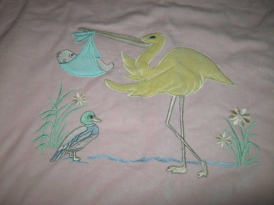 Koc becik rożek 80 % bawełna dla niemowlaka koronka haft OKYAY