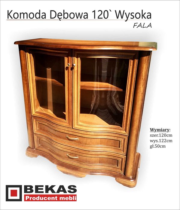 Witryna Komoda 120` Stylowa Dąb Rustikalny Producent BEKAS 123