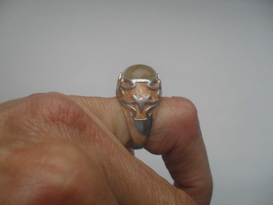 David Sigal - srebrny pierścionek - kwarc rutylowy i emalia cena ost !