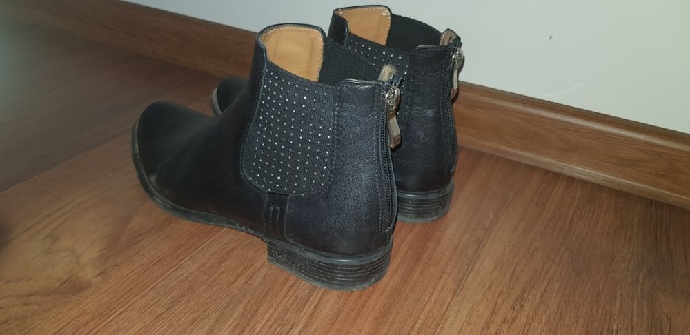 Kati botki skóra czarne roz.37 blaszka zamek