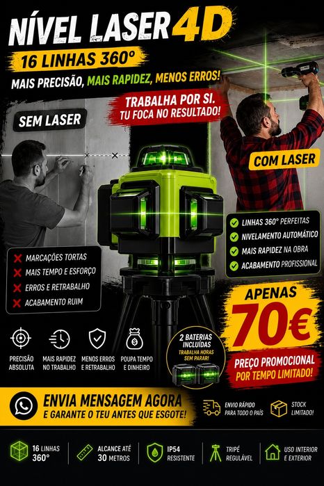 Nivel Laser 16 Linhas Novo com Tripé