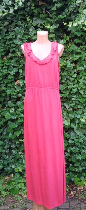 Bardzo długa sukienka na lato, rozmiar L, bez rękawów, wiskoza