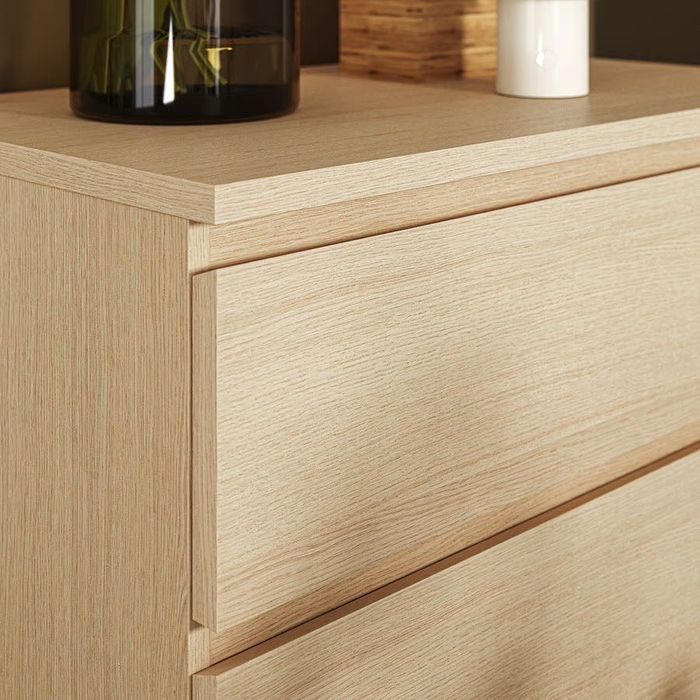 Ikea MALM Komoda, 6 szuflad, okleina dębowa bejcowana na biało, 160x78 cm