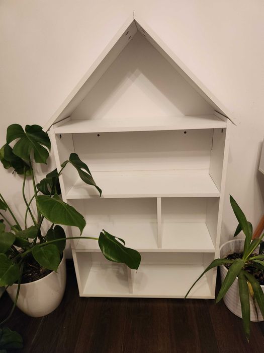 SZAFKA REGAŁ NA KSIĄŻKI buty w ksztalcie domku bialy domek 70x120 cm