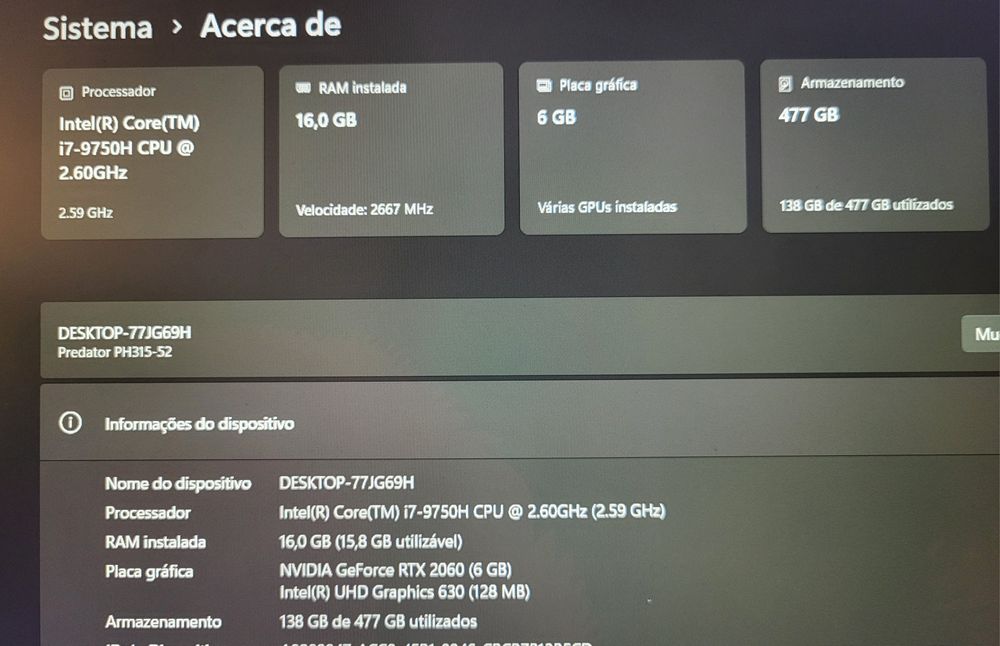 Portátil Gaming - Acer Predator Helios 300