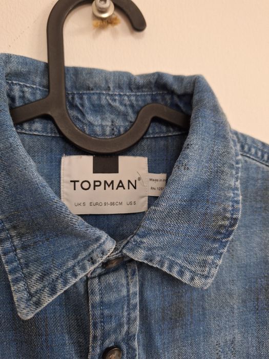 Bawełniana koszula męska na krótki rękaw Topman