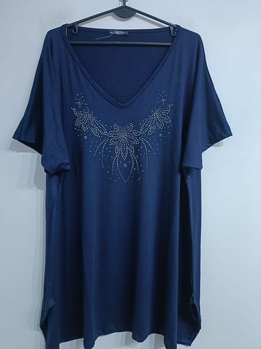 Bluzka plus size tunika luźna cyrkonie 50/52/54/56