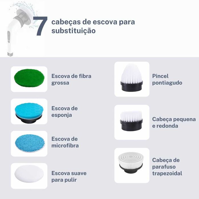 Escova Elétrica de Limpeza para Casa 7 em 1